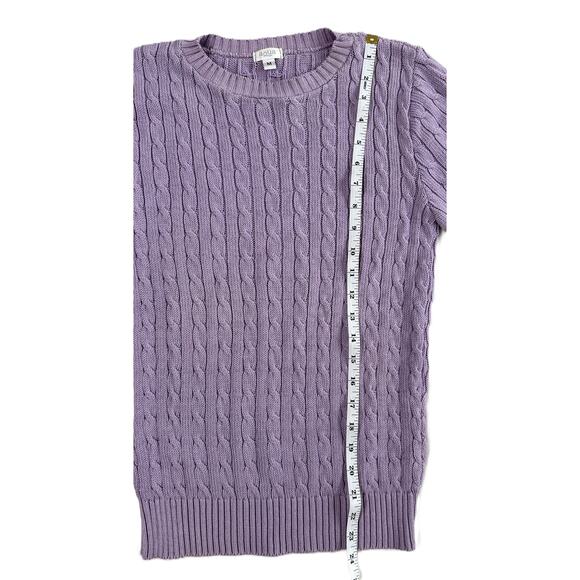 Aqua cotton Cable Knit Sweater Lavender Crew Neck Women M - Picture 6 of 7